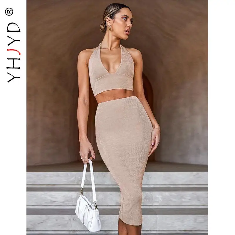 YHJYD Bodycon Two Piece Set Midi Skirt Halter Crop Top Elegant Sexy Party Night Club Outfits for Women Dress Suits
YHJYD Bodycon Two Piece Set Midi Skirt Halter Crop Top Elegant Sexy Party Night Club Outfits for Women Dress Suits