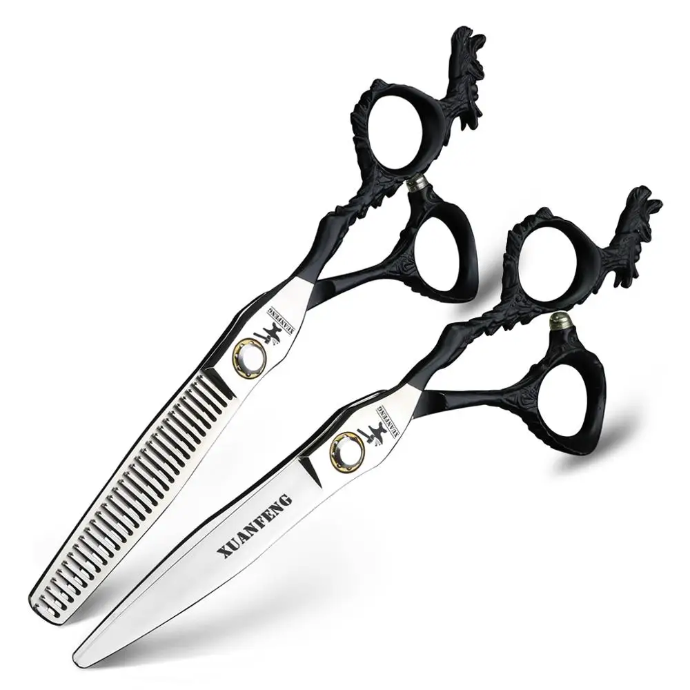 6/7 inch Japanese bearing screw hair scissors set high quality barber cutting and thinning scissors personality dragon handle
6/7 inch Japanese bearing screw hair scissors set high quality barber cutting and thinning scissors personality dragon handle
