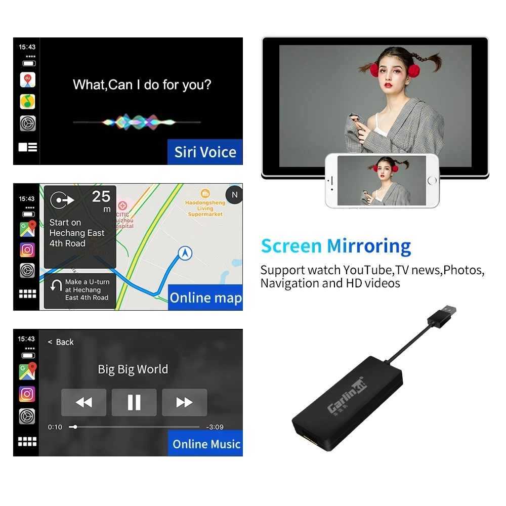 Carlinkit Apple CarPlay /Android Auto Carplay Dongle for Android System Screen Smart link Support Mirror-link IOS Wired Adapter
Carlinkit Apple CarPlay /Android Auto Carplay Dongle for Android System Screen Smart link Support Mirror-link IOS Wired Adapter
