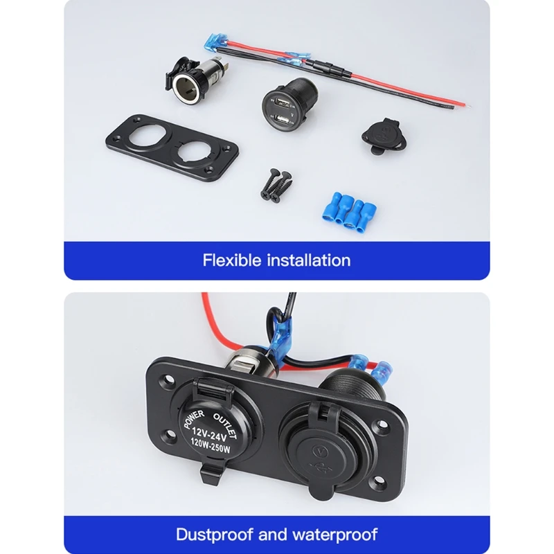 Motorcycle Car Cigarette Lighter Socket Panel Power Port Outlet Dual USB Volt Charger Converter Supply Adapter 12V-24V
Motorcycle Car Cigarette Lighter Socket Panel Power Port Outlet Dual USB Volt Charger Converter Supply Adapter 12V-24V
