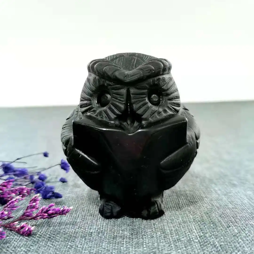 Natural Delicate Wholesale Vivid Carved Gemstone Black Obsidian Owl Carving Craft for Decoration Gift XZH
Natural Delicate Wholesale Vivid Carved Gemstone Black Obsidian Owl Carving Craft for Decoration Gift XZH