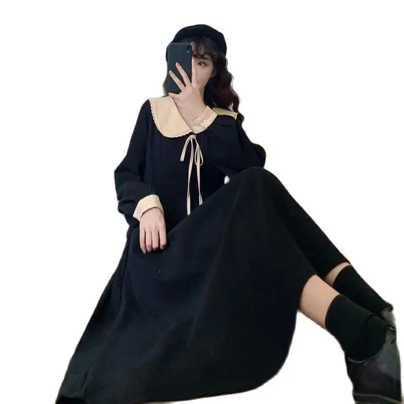 Autumn 2022 Women's Clothing Korean Version Of The New Waist Was Thinner Plus Size Casual Women Dresses Black Long-Sleeved Dress
Autumn 2022 Women's Clothing Korean Version Of The New Waist Was Thinner Plus Size Casual Women Dresses Black Long-Sleeved Dress