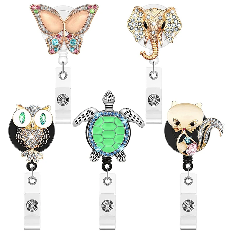 5Pcs Retractable Badge Reel Cute Animals Badge Holder Bling Rhinestones Badge Reel Holder with Alligator Clip
5Pcs Retractable Badge Reel Cute Animals Badge Holder Bling Rhinestones Badge Reel Holder with Alligator Clip