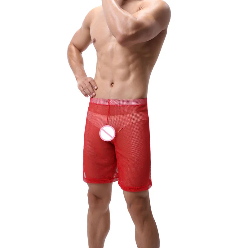 Sexy Mens Sleepwear Mesh Breathable Men's Home Lounge Pajamas Sleep Shorts Bottom Sheer Pijama Hombre | Мужская одежда
