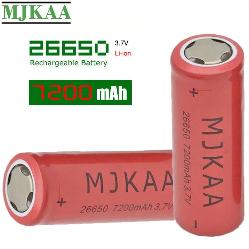 MJKAA Rechargeable Battery 26650 7200mAh 3.7V 20A Li-ion High Capacity Batteries Bateria Red for Emergency Lighting
MJKAA Rechargeable Battery 26650 7200mAh 3.7V 20A Li-ion High Capacity Batteries Bateria Red for Emergency Lighting