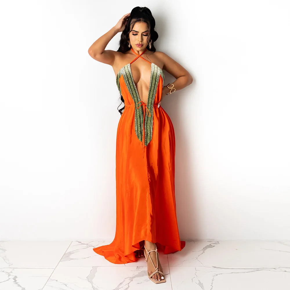 Summer luxurious Embroidery V-neck Bandage Lace Up Halter Maxi Long Dress for Women Elegant Vintage Sexy Backless Vestidos
Summer luxurious Embroidery V-neck Bandage Lace Up Halter Maxi Long Dress for Women Elegant Vintage Sexy Backless Vestidos