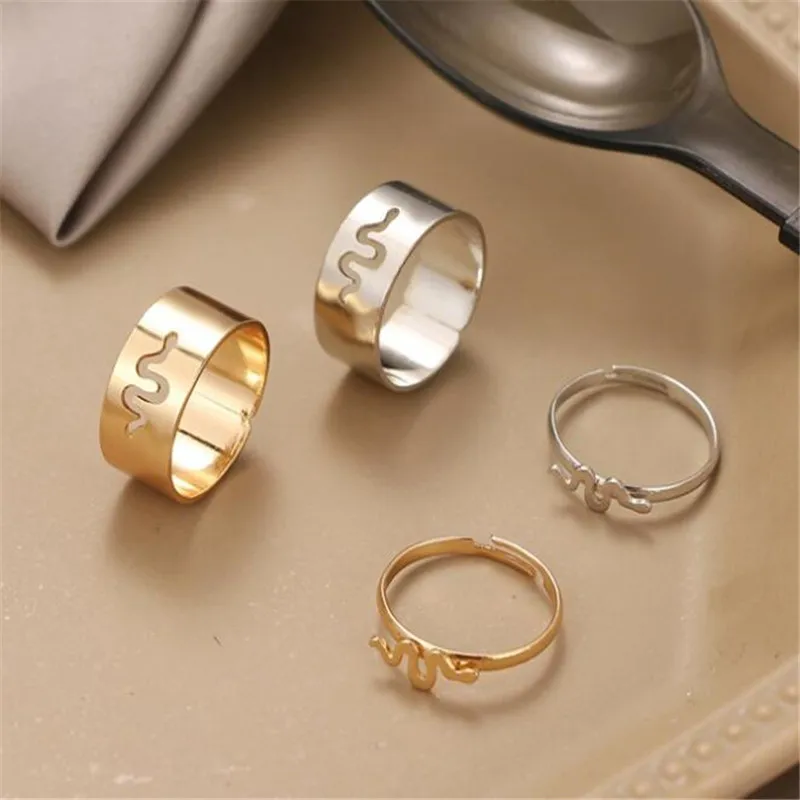 Trendy Gold Silver Color Snake Rings For Women Men Lover Couple Rings 2 Pieces Set Friendship Engagement Wedding Open Jewelry
Trendy Gold Silver Color Snake Rings For Women Men Lover Couple Rings 2 Pieces Set Friendship Engagement Wedding Open Jewelry