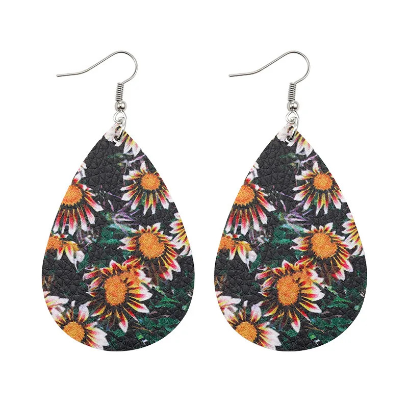 Sunflower Print PU Leather Bohemian Women Dangle Drop Earrings Colorful Waterdrop Jewelry Christmas Gift
Sunflower Print PU Leather Bohemian Women Dangle Drop Earrings Colorful Waterdrop Jewelry Christmas Gift