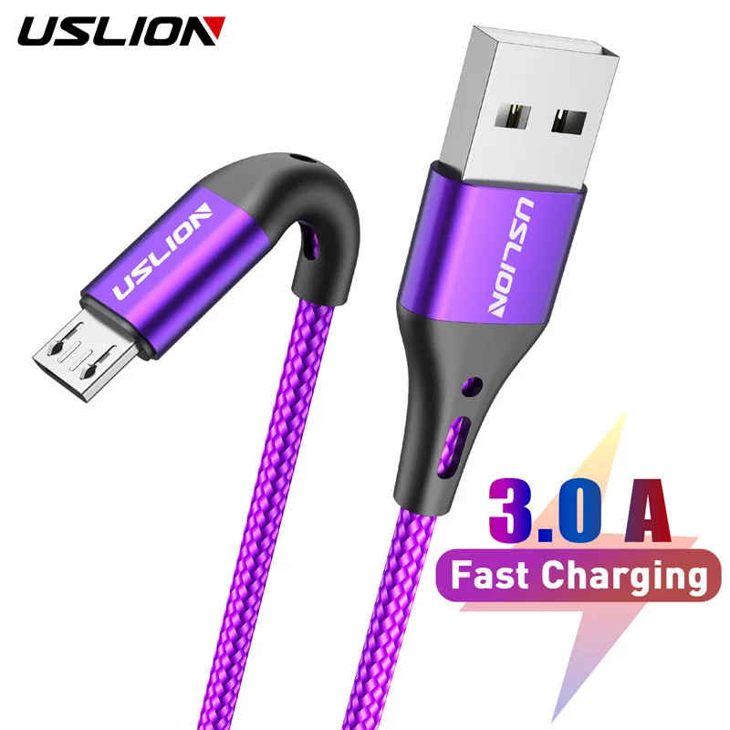 Кабель USLION Micro USB для быстрой зарядки и передачи данных Xiaomi Redmi 4X Samsung J7 2 м 3 Android