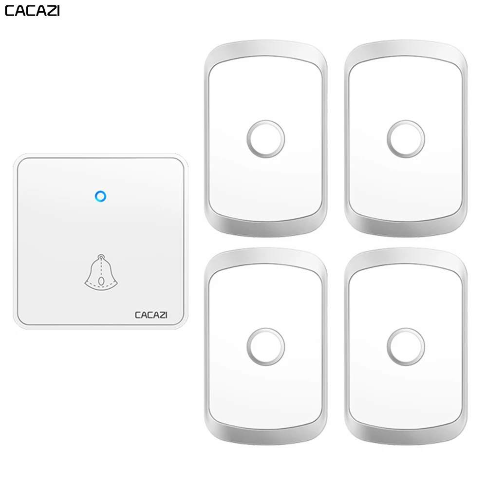 CACAZI Home Wireless Doorbell 300M Remote CR2032 Battery Waterproof 1 Transmitter 4 Receiver 60 Ring 0-110DB Chime US EU UK Plug
CACAZI Home Wireless Doorbell 300M Remote CR2032 Battery Waterproof 1 Transmitter 4 Receiver 60 Ring 0-110DB Chime US EU UK Plug