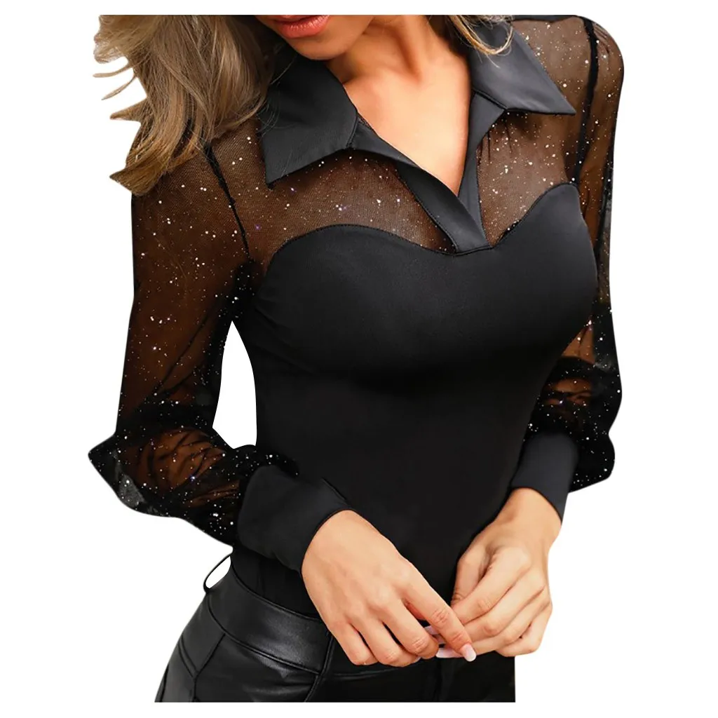 Turn-down Collar Patchwork Chiffon Womens Long Sleeve V Neck Arm Shaper Top Casual Blouse Shirt Regular Harajuku Blusas Mujer
Turn-down Collar Patchwork Chiffon Womens Long Sleeve V Neck Arm Shaper Top Casual Blouse Shirt Regular Harajuku Blusas Mujer