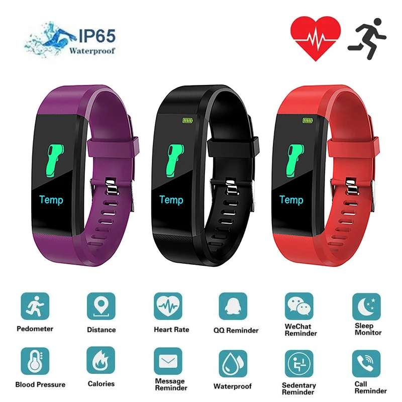 Smart Watch Fitness Bracelet Body Temperature Heart Rate Blood Pressure Monitoring Bluetooth Sports Men's Women's Watch 115 Plus
Smart Watch Fitness Bracelet Body Temperature Heart Rate Blood Pressure Monitoring Bluetooth Sports Men's Women's Watch 115 Plus