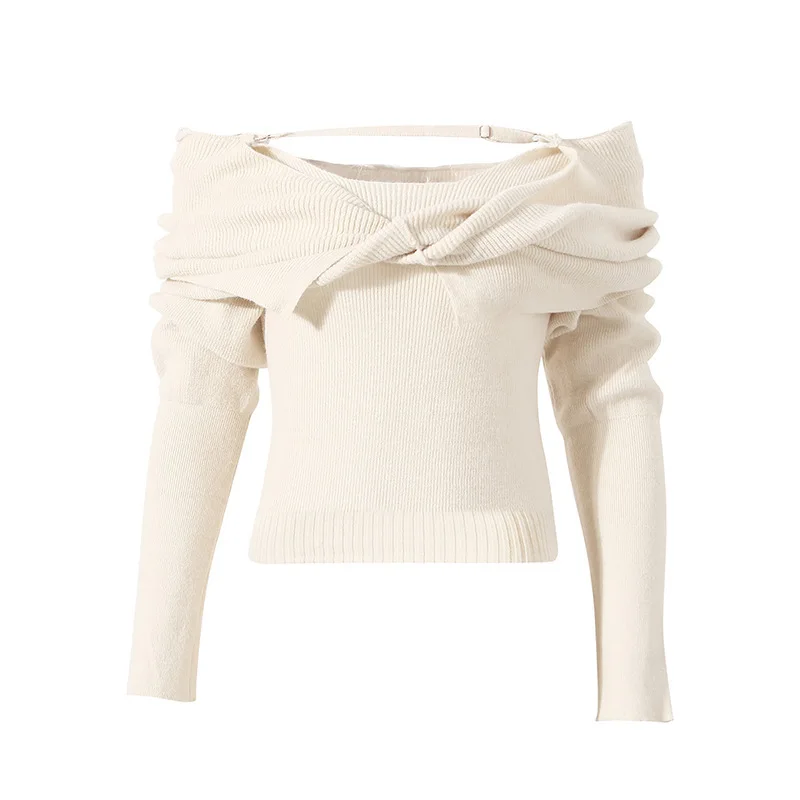 SeeBeautiful Simple Knitted Sweater Slash Neck Long Sleeve Exposed Shoulder Elastic New Fashion Spring 2022 Women G860
SeeBeautiful Simple Knitted Sweater Slash Neck Long Sleeve Exposed Shoulder Elastic New Fashion Spring 2022 Women G860