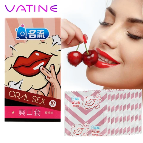 Презервативы VATINE из натурального латекса со вкусом вишни, безопасная контрацепция, секс-игрушки для мужчин, презервативы для орального секса, рукав для пениса, Минет, 10 шт./коркоркорт