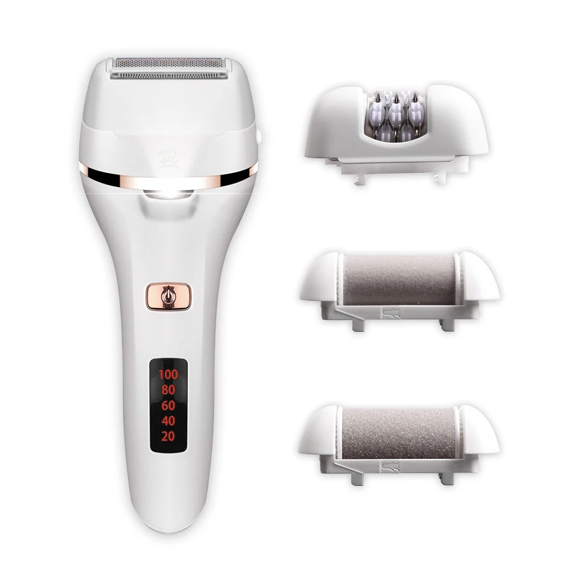 Women 4-in-1 Electric Shaver Set Epilator Hair Removal Device Foot Grinder Set with Battery Status Display HJL2019
Women 4-in-1 Electric Shaver Set Epilator Hair Removal Device Foot Grinder Set with Battery Status Display HJL2019