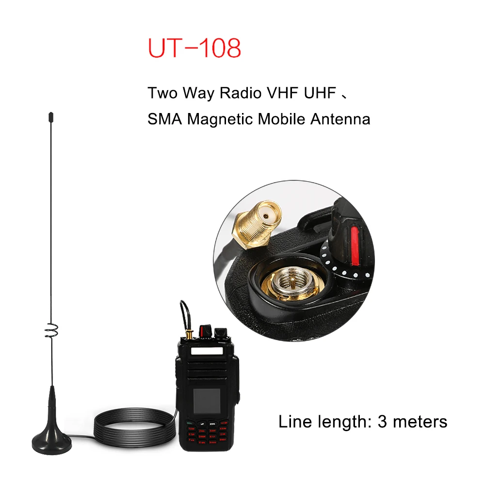 

Two Way Radio VHF UHF SMA Magnetic Mobile Antenna UT-108UV for Walkie Talkie Nagoya BAOFENG CB Radio UV-5R UV-B5 UV-B6 GT-3