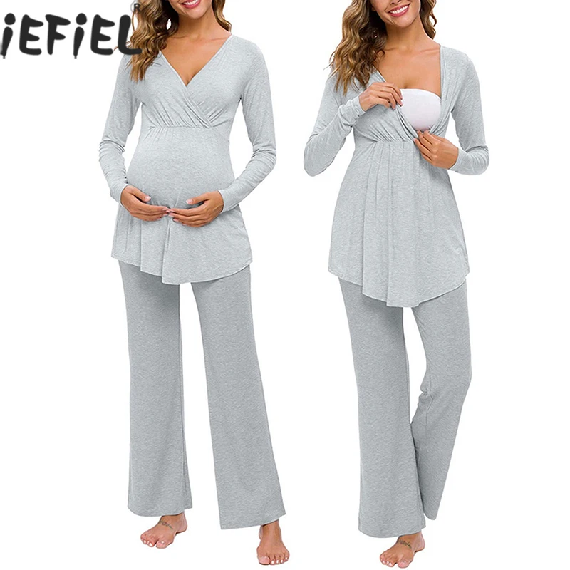 Maternity Pajamas Set Breastfeeding Pregnant Women Nursing Pajama T-shirt Top Pants Sleepwear Pregnancy Nightgown Lounge Clothes
Maternity Pajamas Set Breastfeeding Pregnant Women Nursing Pajama T-shirt Top Pants Sleepwear Pregnancy Nightgown Lounge Clothes