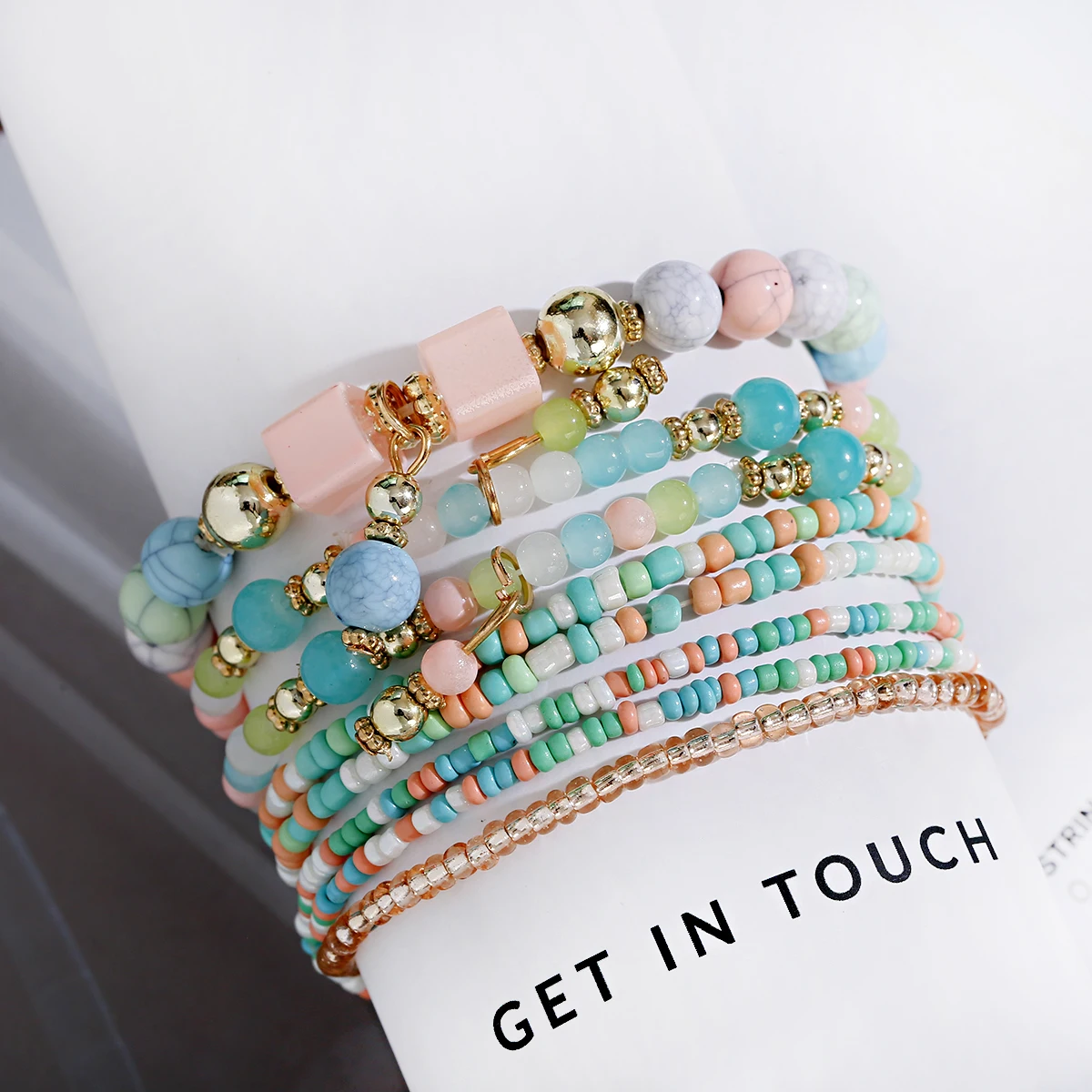 

Bohemia Tassel Charm Beads Bracelets For Women Boho Candy Color Multilayer Wrap Bracelet Set Wristband Jewelry Pulseira Feminina