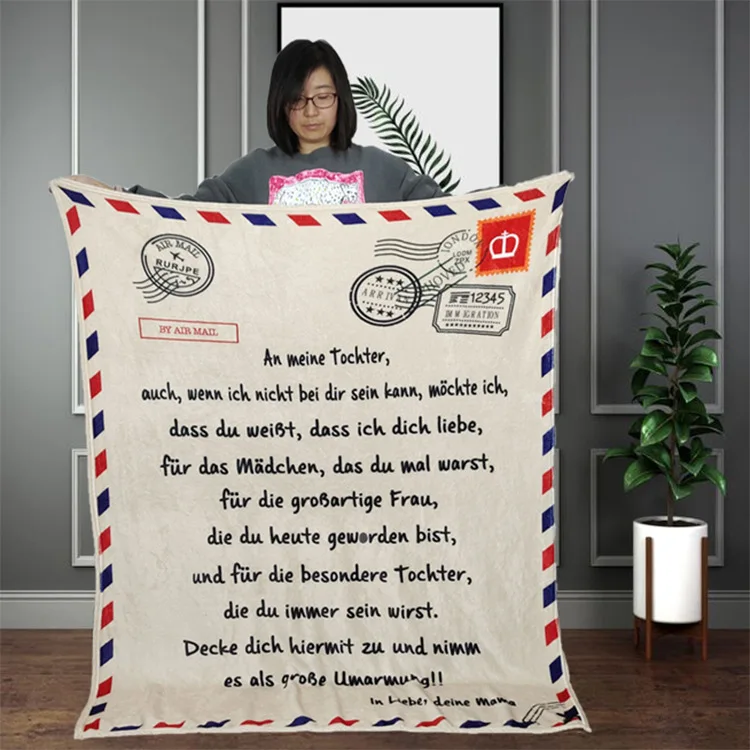 Fleece Blanket to My Daughter Son Wife Letter Printed Quilts Air Mail Blankets Positive Encourage and Love Gifts
Fleece Blanket to My Daughter Son Wife Letter Printed Quilts Air Mail Blankets Positive Encourage and Love Gifts