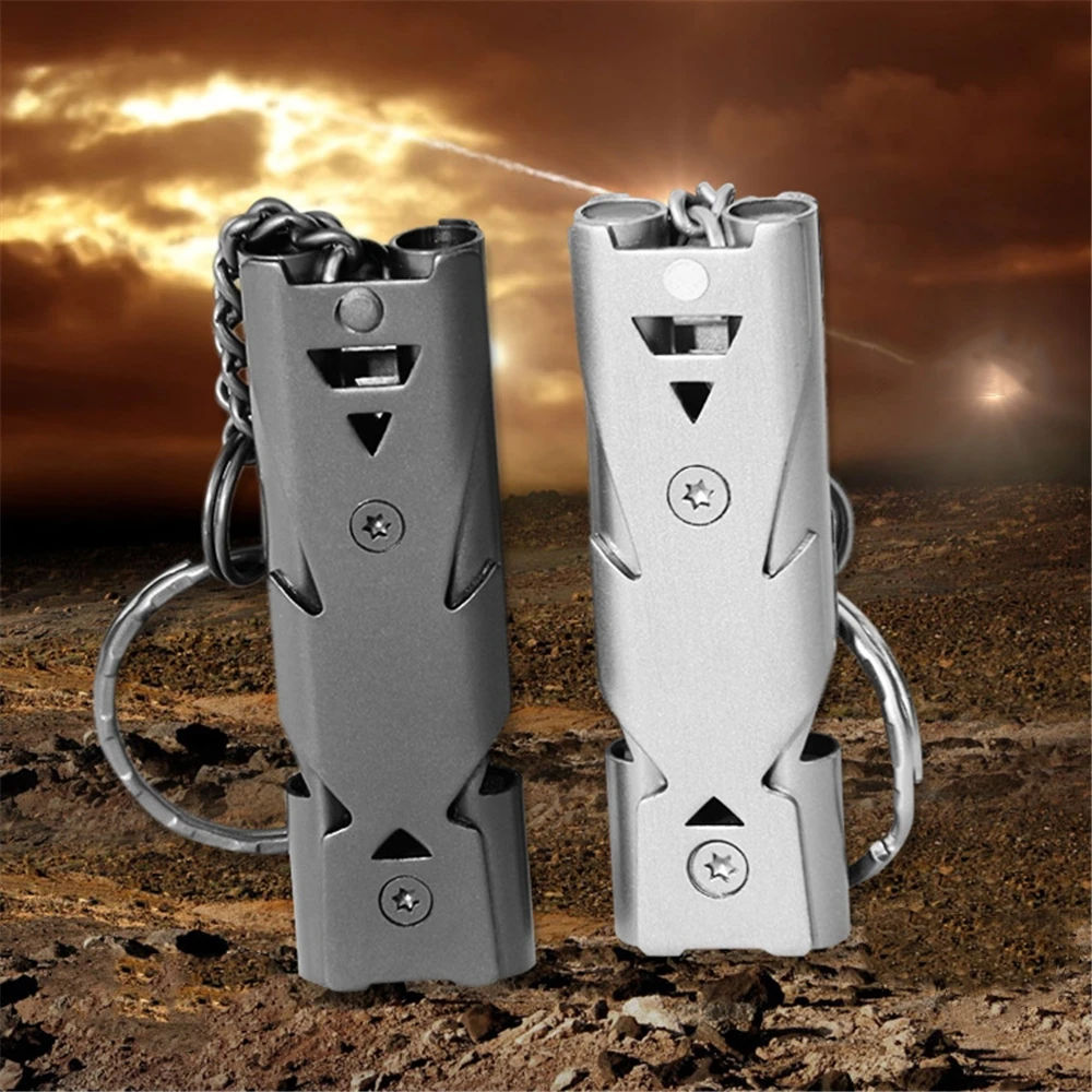 Outdoor Survival Whistle High Decibel Double Pipe Whistle Stainless Steel Keychain Cheerleading Emergency Multifunction Tools
Outdoor Survival Whistle High Decibel Double Pipe Whistle Stainless Steel Keychain Cheerleading Emergency Multifunction Tools