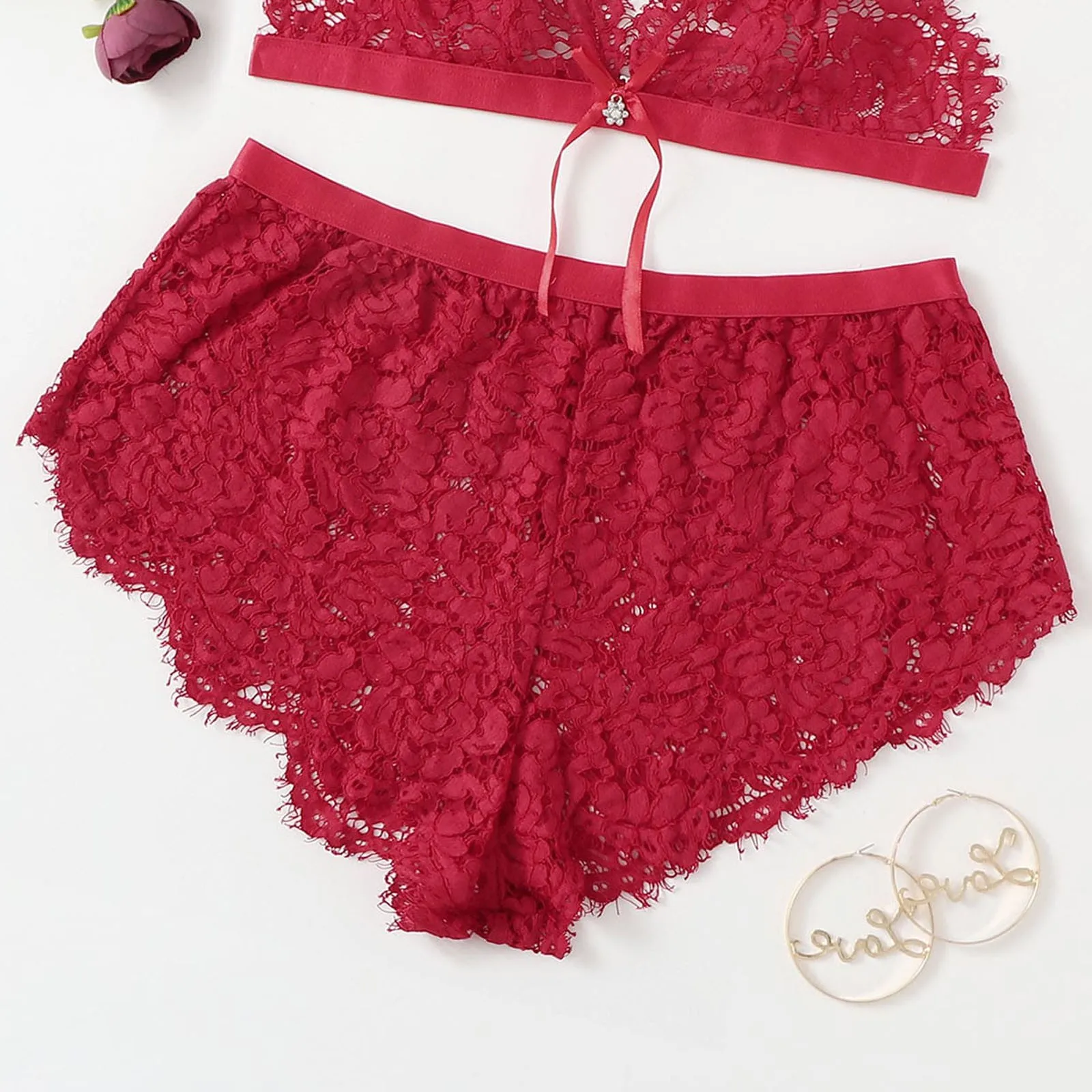 Women Lace Sexy Lingerie Wireless Bow Bra + Panty Set Underwear Babydoll Thong Women's Underwear Lenceria 
Women Lace Sexy Lingerie Wireless Bow Bra + Panty Set Underwear Babydoll Thong Women's Underwear Lenceria