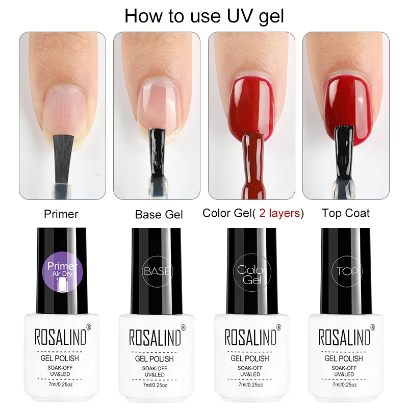 ROSALIND праймер для ногтей матовый топ все маникюра 7ml/10ml база ногтей|gel polish 10ml|gel