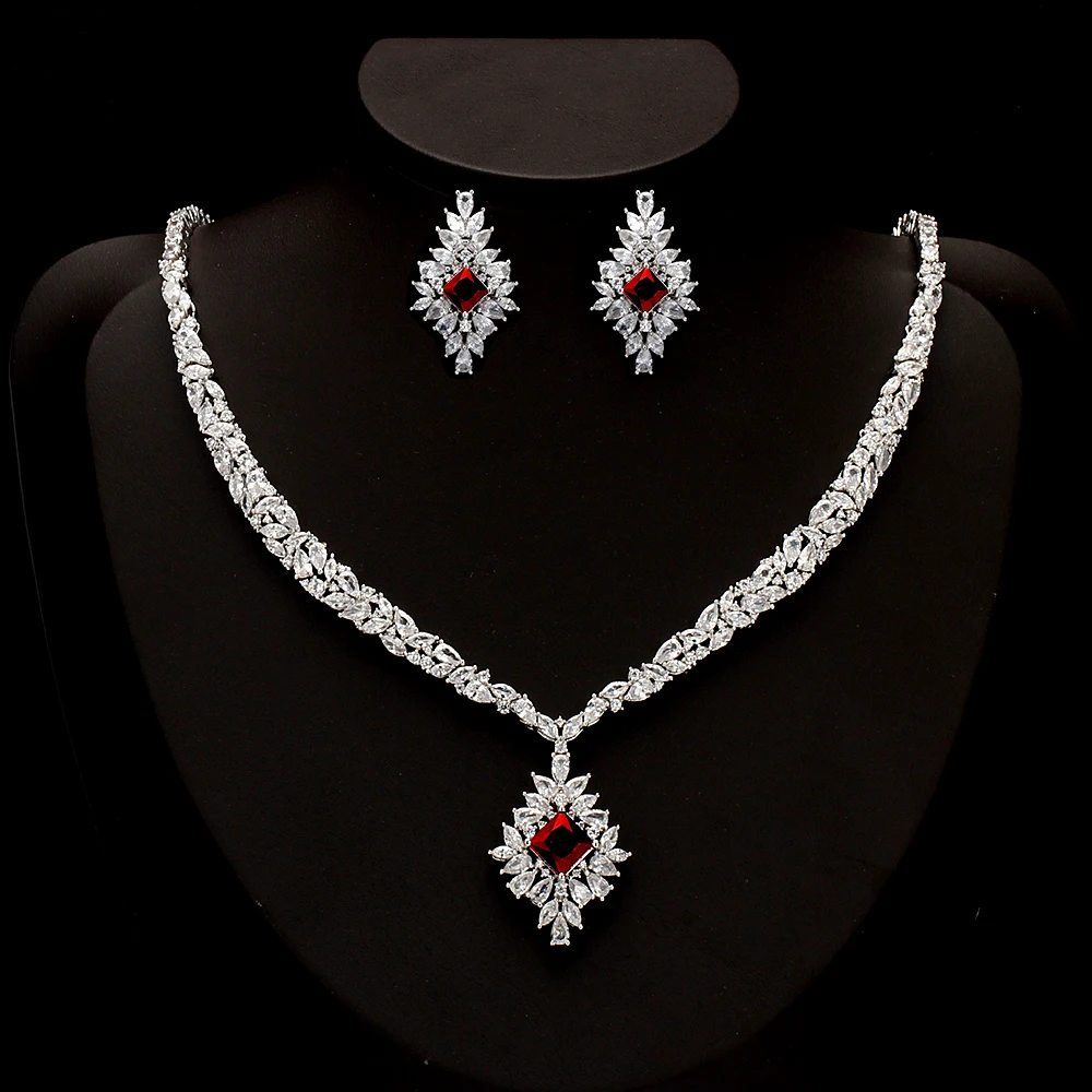TIRIM Elegant Color Bridal Jewelry Sets for Women Wedding Engagement Jewellery Accessories Blue Red Green Trendy Necklace Set
TIRIM Elegant Color Bridal Jewelry Sets for Women Wedding Engagement Jewellery Accessories Blue Red Green Trendy Necklace Set