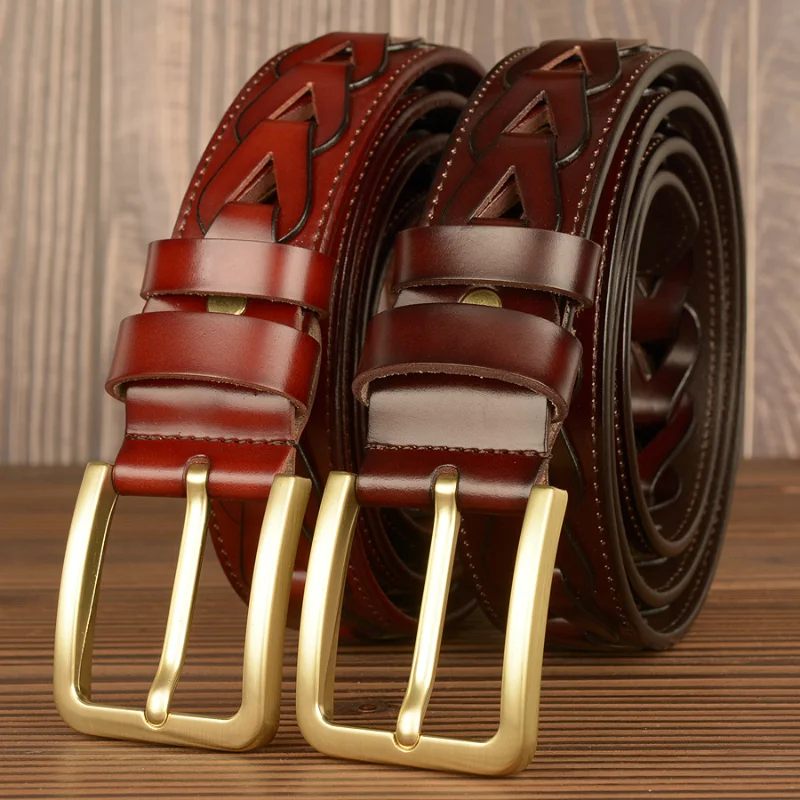 New real cowhide men's belt imitation copper buckle fashion personality woven belt cowhide casual men's belt gift
New real cowhide men's belt imitation copper buckle fashion personality woven belt cowhide casual men's belt gift