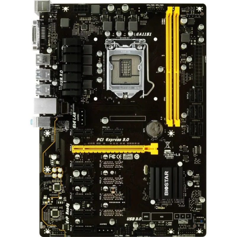 Placa base BIOSTAR TB250-BTC de 8 GPUs, LGA 1151 ATX DDR4 SATA3 para BTC ETH ZEC, carcasa de plataforma de minería
Placa base BIOSTAR TB250-BTC de 8 GPUs, LGA 1151 ATX DDR4 SATA3 para BTC ETH ZEC, carcasa de plataforma de minería