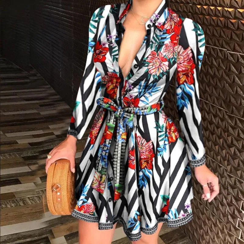 Sexy Women Deep V-neck Mini Dress Spring Autumn Long Sleeve Floral Print Dresses Laides High Waist Party Dresses Clubwear
Sexy Women Deep V-neck Mini Dress Spring Autumn Long Sleeve Floral Print Dresses Laides High Waist Party Dresses Clubwear