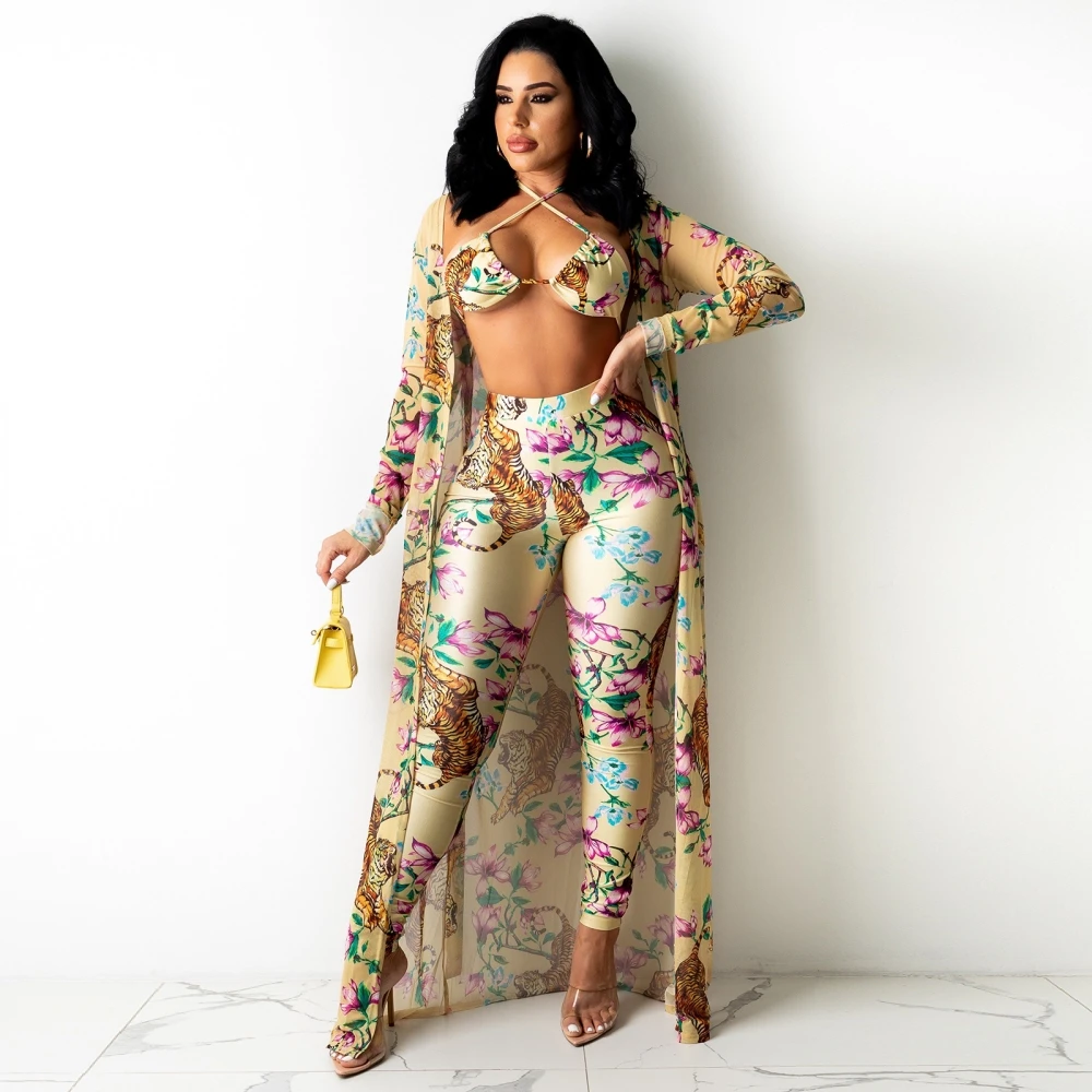 3 Pieces Pants Set Sexy Autumn Fashion Women's Sets Female Tops Floral Print Long Sleeve Cardigan And Bodycon Pants Tracksuit
3 Pieces Pants Set Sexy Autumn Fashion Women's Sets Female Tops Floral Print Long Sleeve Cardigan And Bodycon Pants Tracksuit