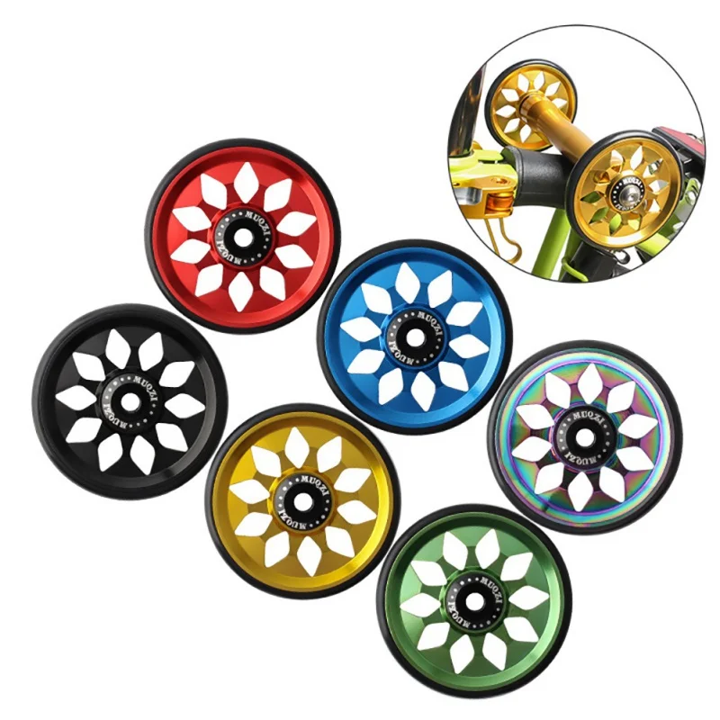 1 Pair Bicycle Push Assist Wheels Aluminum Alloy Super Wheels + Titanium Bolts For Brompton Bicycle Parts 
1 Pair Bicycle Push Assist Wheels Aluminum Alloy Super Wheels + Titanium Bolts For Brompton Bicycle Parts