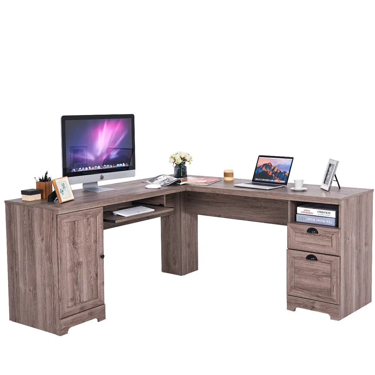 Costway L-Shaped Corner Computer Desk Writing Table Study Workstation w/ Drawers Storage
Costway L-Shaped Corner Computer Desk Writing Table Study Workstation w/ Drawers Storage