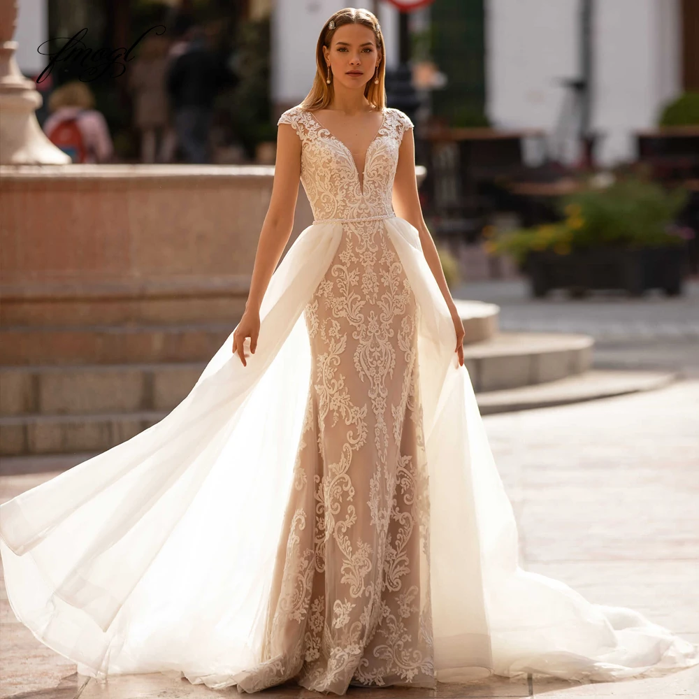 Fmogl Vestidos De Noiva Detachable Train Lace Mermaid Wedding Dresses 2022 Elegant V Neck Appliques Button Vintage Bride Gown
Fmogl Vestidos De Noiva Detachable Train Lace Mermaid Wedding Dresses 2022 Elegant V Neck Appliques Button Vintage Bride Gown