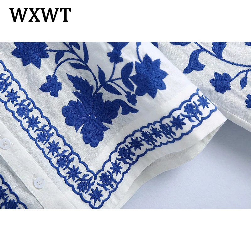 WXWT Fashion Women Chic Embroidery Spring Jacket Coat V Neck Long Sleeve Ladies Single Breasted Loose Coat Tops BB1238
WXWT Fashion Women Chic Embroidery Spring Jacket Coat V Neck Long Sleeve Ladies Single Breasted Loose Coat Tops BB1238