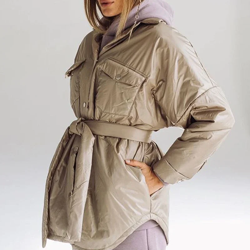 Spring New Solid Parkas Women Fashion Pockets Coats Women Elegant Adjustable Waist Belt Cotton Jackets Female Ladies
Spring New Solid Parkas Women Fashion Pockets Coats Women Elegant Adjustable Waist Belt Cotton Jackets Female Ladies