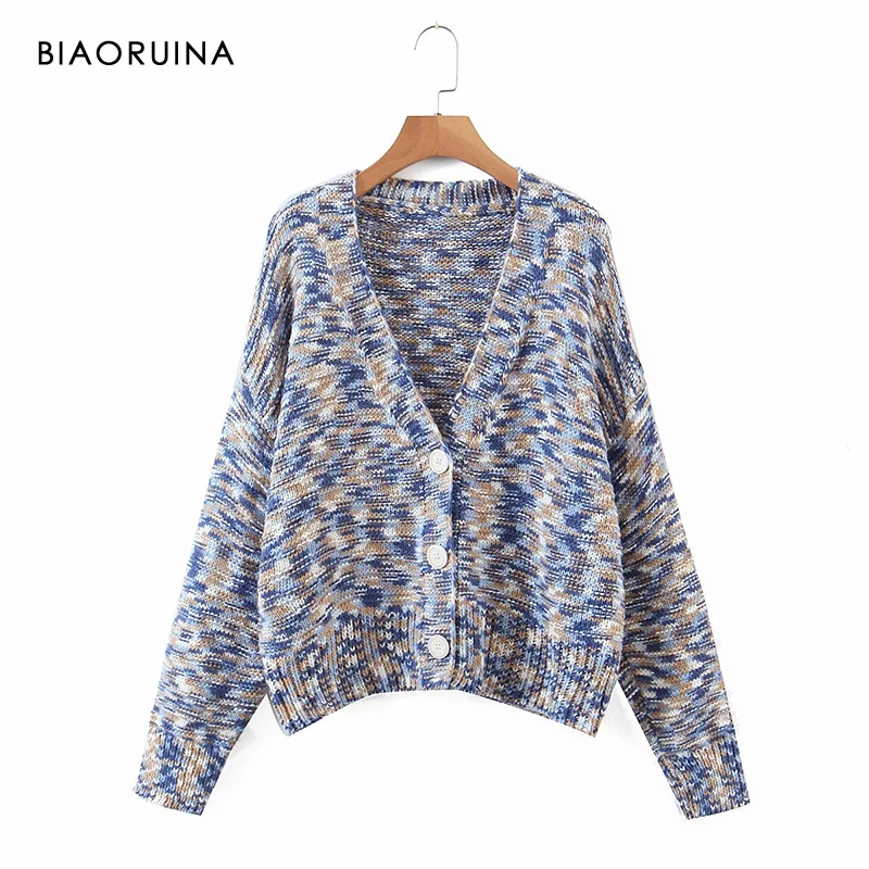 BIAORUINA Women's Lazy Style Rainbow Striped Autumn Winter Thick Warm Loose Casual V-neck Knitted Cardigan Oversize Sweater
BIAORUINA Women's Lazy Style Rainbow Striped Autumn Winter Thick Warm Loose Casual V-neck Knitted Cardigan Oversize Sweater