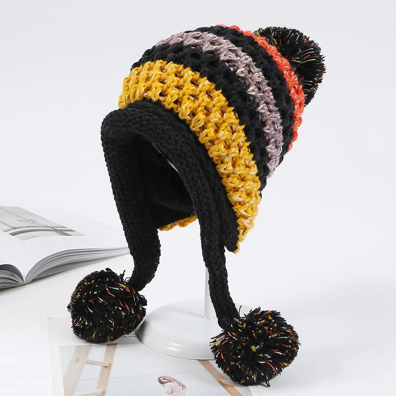 2021 Winter Wool Hat For Women Korean New Color Blocking Fluffy Ball Knitted Hat Fashion Ear Protection Warm Beanies
2021 Winter Wool Hat For Women Korean New Color Blocking Fluffy Ball Knitted Hat Fashion Ear Protection Warm Beanies
