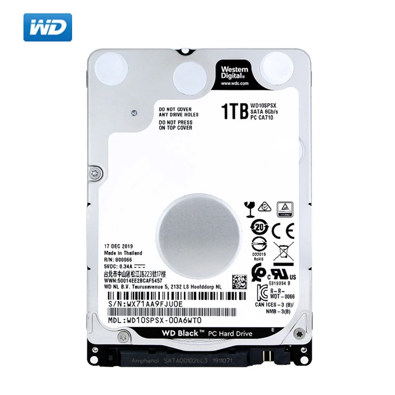 Внутренний жесткий диск WD черный 1 ТБ 2 5 дюйма SATA игровой HD 32 м 7 мм 7200 об/мин для