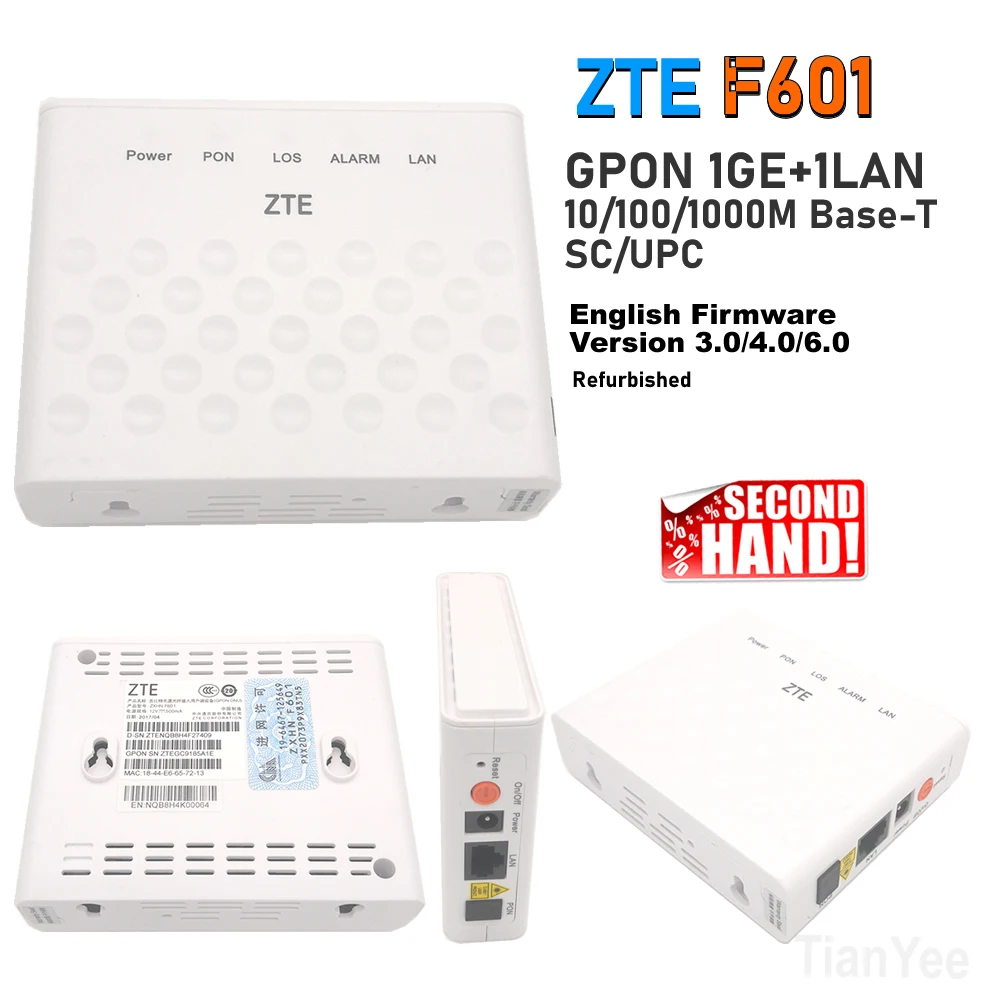 5/10/14 шт. в партии, оригинальный Подержанный терминал F601 GPON, ONT Optical 1GE порт, аналогичный функции F401 F643 F660, версия ONU 6,0
5/10/14 шт. в партии, оригинальный Подержанный терминал F601 GPON, ONT Optical 1GE порт, аналогичный функции F401 F643 F660, версия ONU 6,0