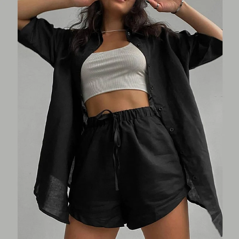 Casual Summer Green Tracksuit Women Shorts Set Solid Half Sleeve Shirt Tops And Loose Mini Trousers Matching Sets Lady Loungwear
Casual Summer Green Tracksuit Women Shorts Set Solid Half Sleeve Shirt Tops And Loose Mini Trousers Matching Sets Lady Loungwear