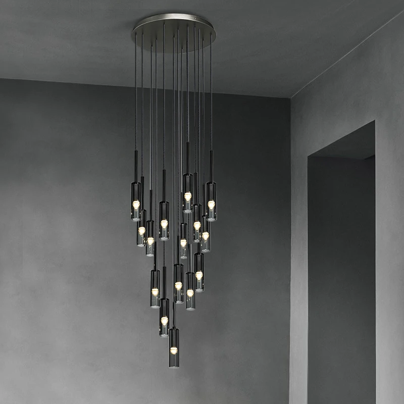 American RH Black Copper Led Pendant Lights Villa Stairs Luxury Hanging Lamp Glass Bottle Suspend Lamp Led Luminarias Lamparas
American RH Black Copper Led Pendant Lights Villa Stairs Luxury Hanging Lamp Glass Bottle Suspend Lamp Led Luminarias Lamparas