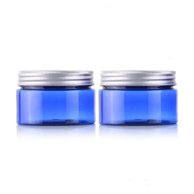 

new 100g round blue color empty Plastic Cream PET bottles jars containers for cosmetic packaging skin care cream tin 100ml SN907