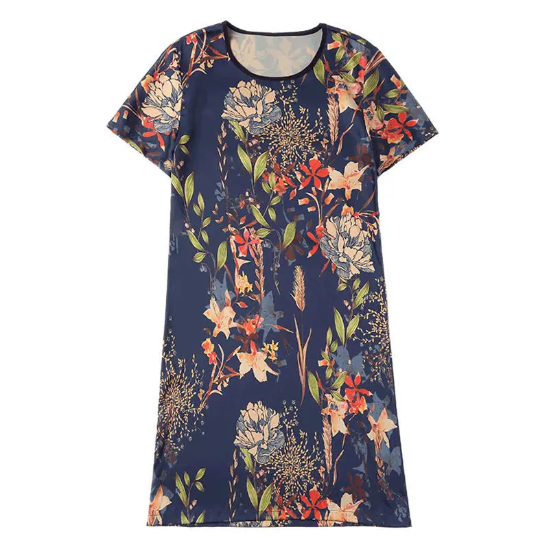 2021 New Mulberry Silk Medium Length Vintage Print Dress Summer Big Size Foreign Style Silk Dress 
2021 New Mulberry Silk Medium Length Vintage Print Dress Summer Big Size Foreign Style Silk Dress