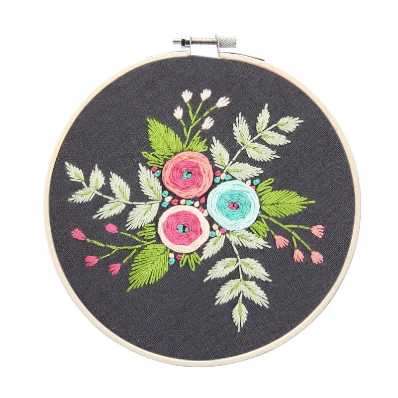 DIY Embroidery Flower Handwork Needlework for Beginner Cross Stitch Kit Ribbon Painting Hoop Home Decoration | Дом и сад