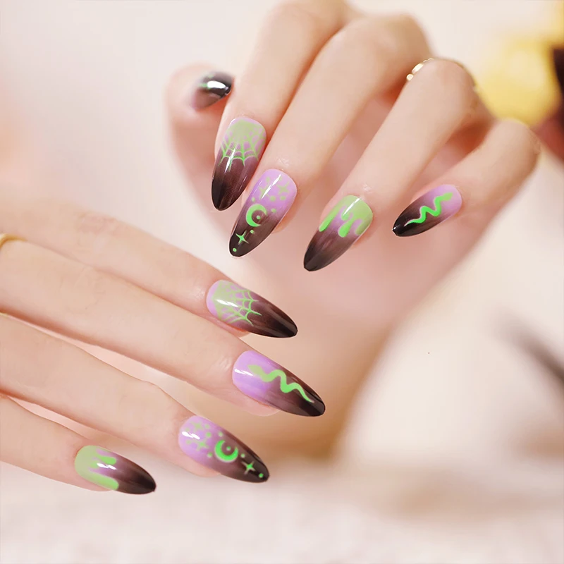 24pcs Mid-length Stiletto False Nails Detachable Halloween Wearable Fake Nails Full Cover Press On Nails Tips Nail Decorations
24pcs Mid-length Stiletto False Nails Detachable Halloween Wearable Fake Nails Full Cover Press On Nails Tips Nail Decorations