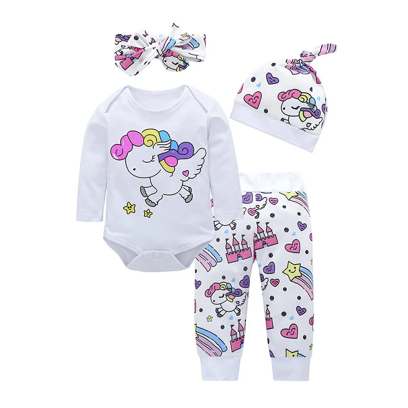 Newborn Baby Girl Clothes Set fall Kids Girl Outfits Fashion Long Sleeve Unicorn Top+Pants+Headband+Hat 4Pcs Infant Clothing
Newborn Baby Girl Clothes Set fall Kids Girl Outfits Fashion Long Sleeve Unicorn Top+Pants+Headband+Hat 4Pcs Infant Clothing