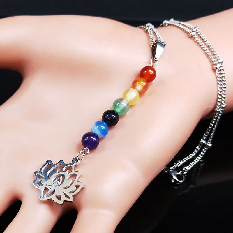 7 Chakra Lotus Flower of Life Natural Stone Stainless Steel Necklace Yoga Reiki Healing Necklace Jewelry collares N9173s02
7 Chakra Lotus Flower of Life Natural Stone Stainless Steel Necklace Yoga Reiki Healing Necklace Jewelry collares N9173s02
