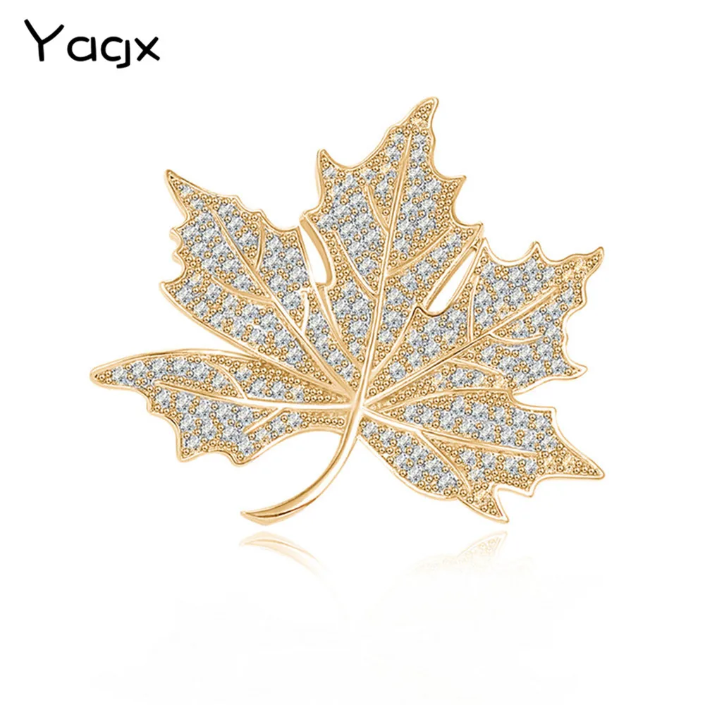 

Trend Jewelry CZ Maple Leaf Brooches and Pins Gold/Silver Plated Tone Micro Pave Victorian Style Vintage Broach for Women X00177