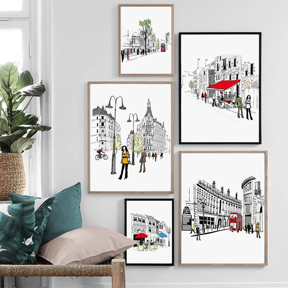 Cartoon City Street Cafe Landscape Modern Nordic Posters and Prints Wall Art Canvas Painting Wall Pictures for Living Room Decor
Cartoon City Street Cafe Landscape Modern Nordic Posters and Prints Wall Art Canvas Painting Wall Pictures for Living Room Decor
